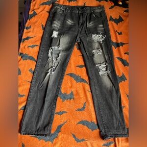 Men's Distressed Black Jeans